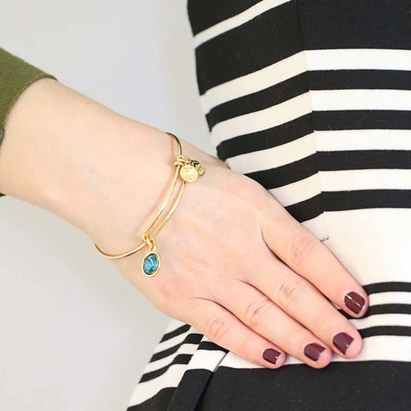 Alex and Ani Blue Zircon Gold Charm Bracelet - Picture 5 of 5